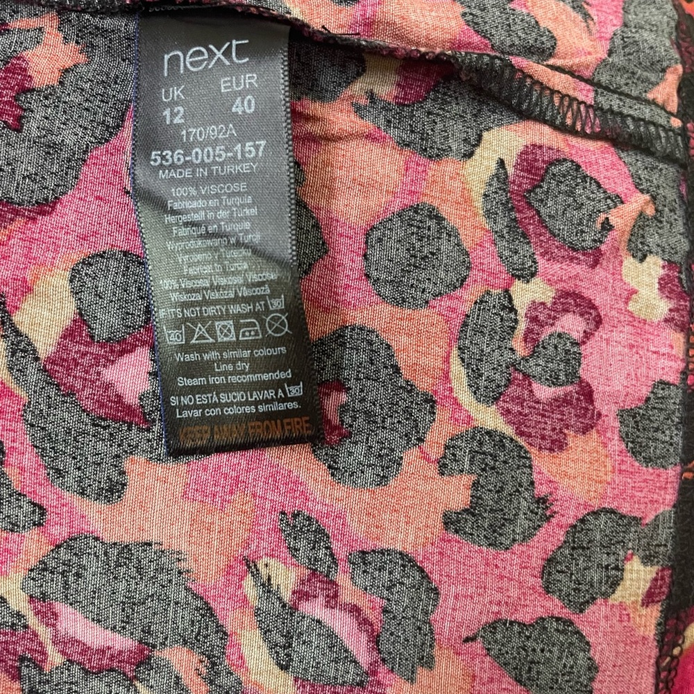Multicolour animal print hi neck pink top by NEXT in size 12 viscose material - Picture 6 of 6